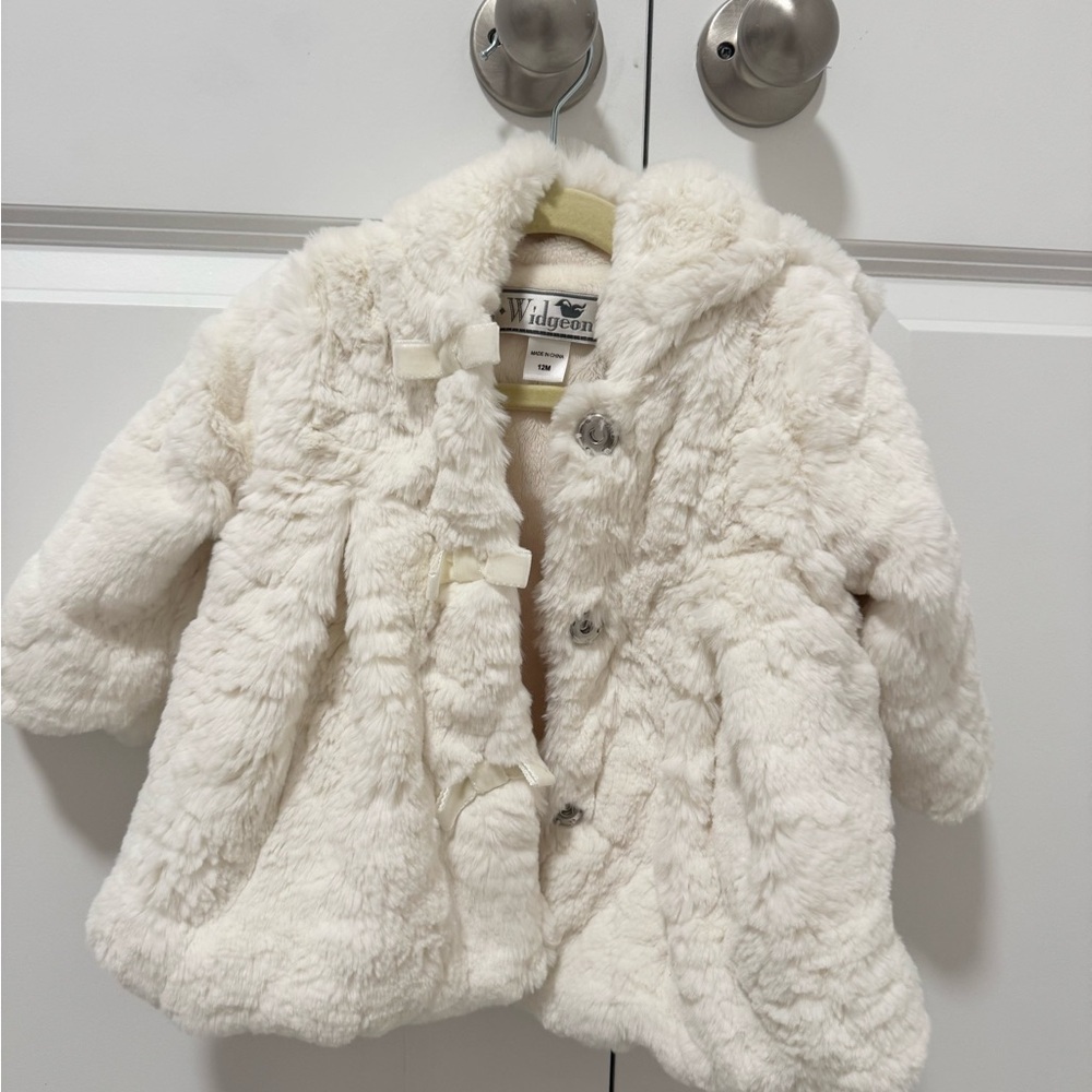 Cozy Kids White Faux Fur Pea Coat